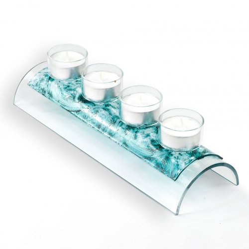 Advent glass candlestick MIRA turquoise