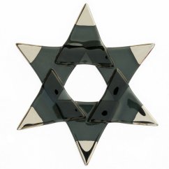 Christmas glass star black - silver spikes