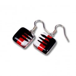 Red glass earrings R3D N0906