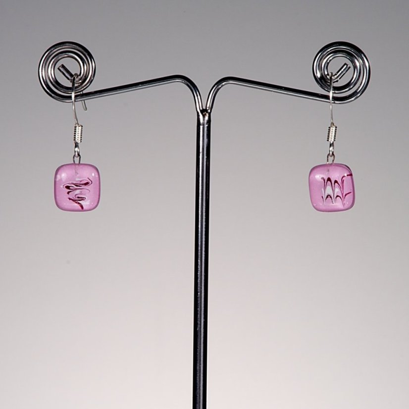 Szklane kolczyki różowe HELENE N1103