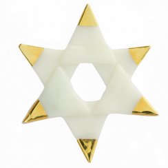 Vánoční skleněná ozdoba hvězda bílá - zlaté hroty