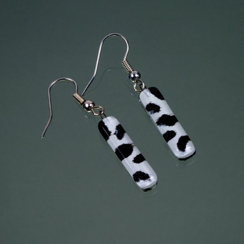 Black and white glass earrings LENORE N1707