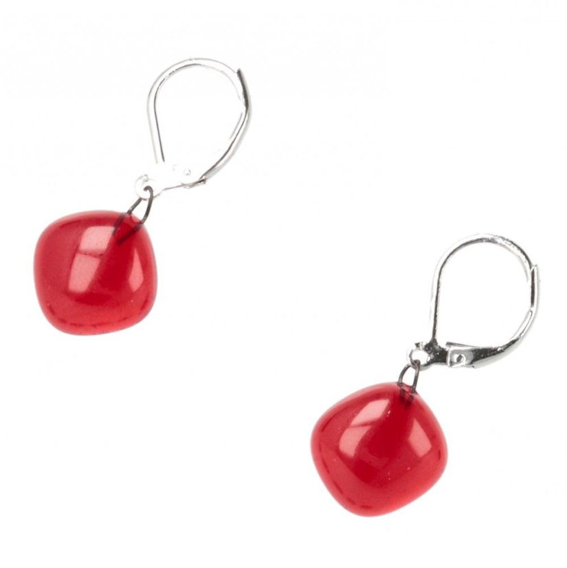 WAGA - Red set of glass jewelry DOTS necklace + earrings SOU0904