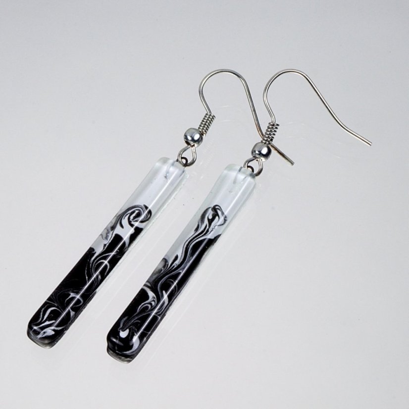 Black and white glass earrings LENORE N1709