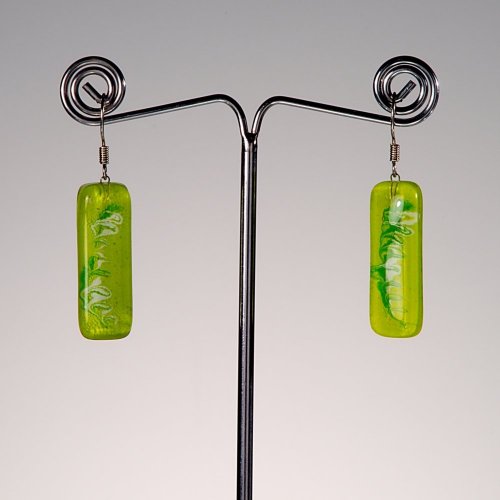 Green glass earrings DAISY N1401