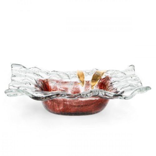 Glass bowl TERRA brown with lace – square
