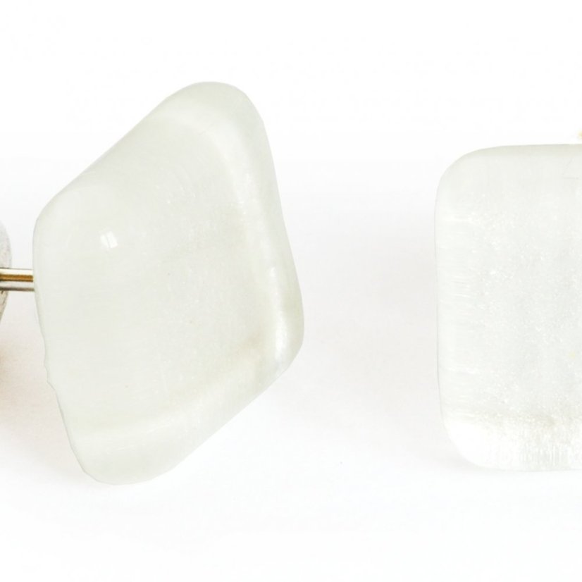 White metallic wedding glass earrings PUZETY N1824