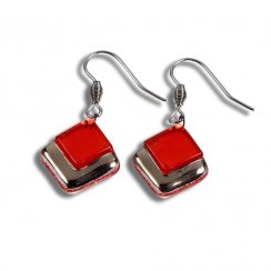 Glass earrings PLATINUM red NP0903