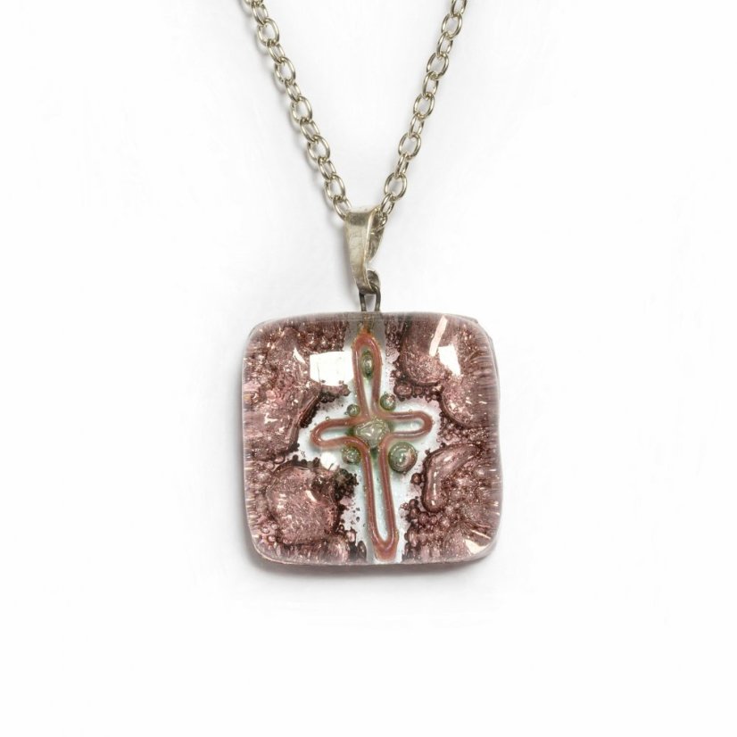 Skleněný přívěsek čtvercový hnědý TERRA P0209