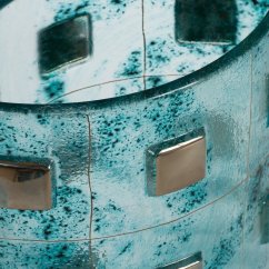 Turquoise glass vase MIRA with platinum
