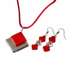 Souprava skleněných šperků  PLATINUM červená - 0901
