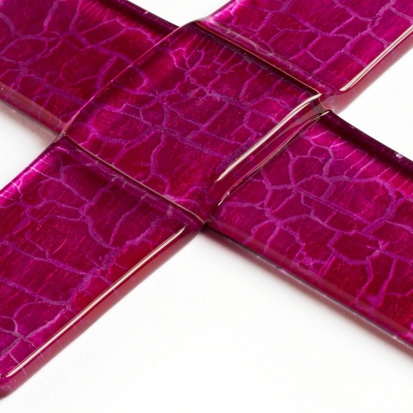 Deep pink glass wall cross small