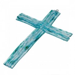 Turquoise layered glass wall cross