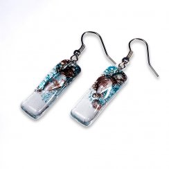 Glass earrings turquoise-brown MEMPHIS N0403