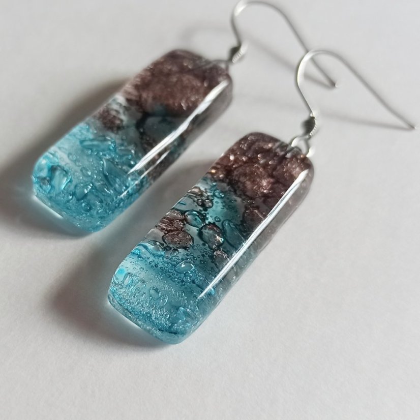 Glass earrings turquoise-brown MEMPHIS N0412