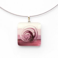 Glass pendant square pink HELENE P1118
