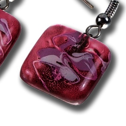 Burgundy glass earrings CHIARA N1202