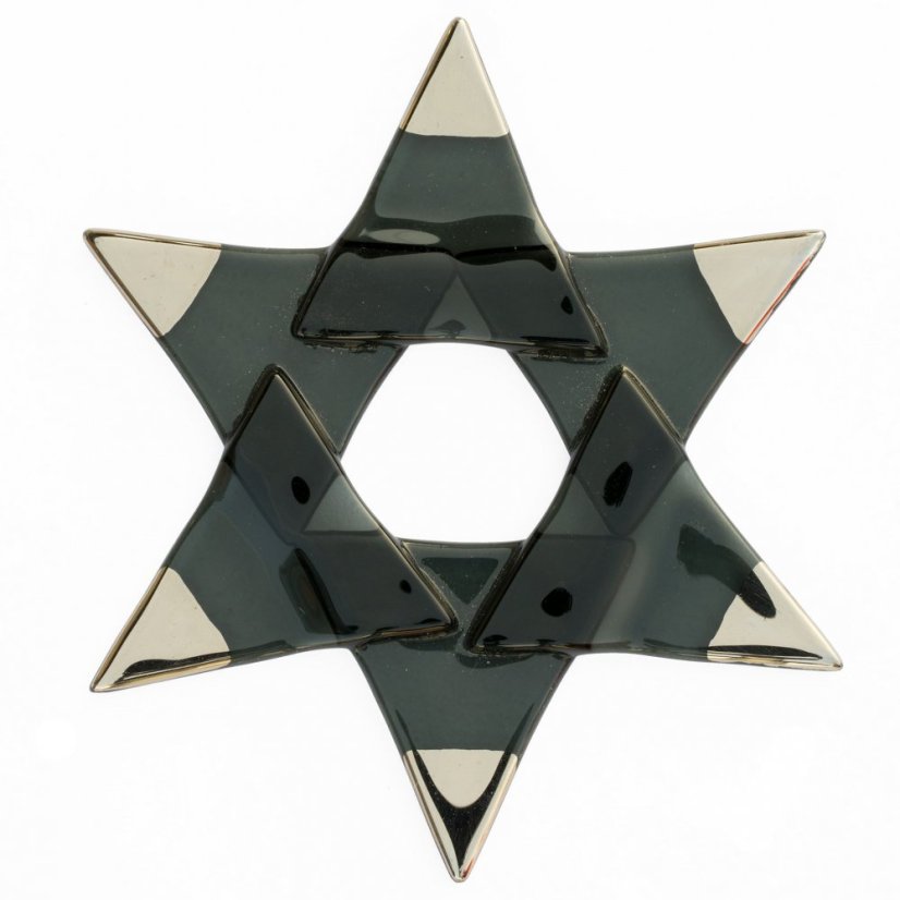 Christmas glass star black - silver spikes