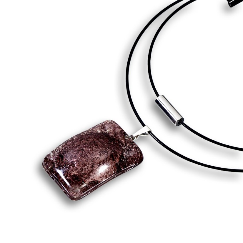 Skleněný přívěsek obdélníkový hnědý TERRA P0204