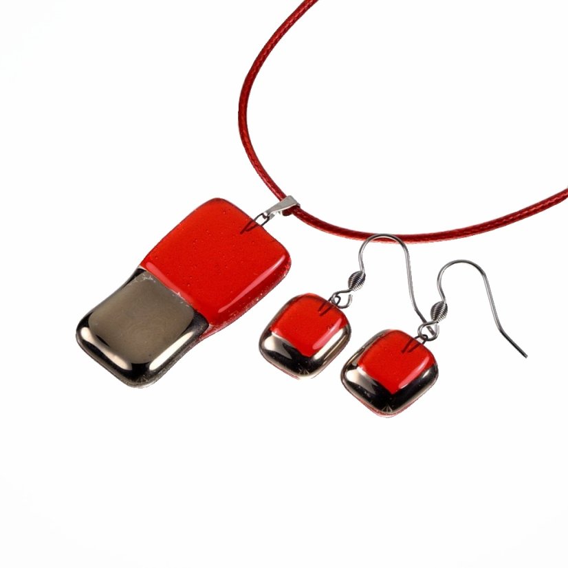 Súprava šperkov zo skla PLATINUM červneá - 0903 Súprava šperkov zo skla PLATINUM červneá - 0903