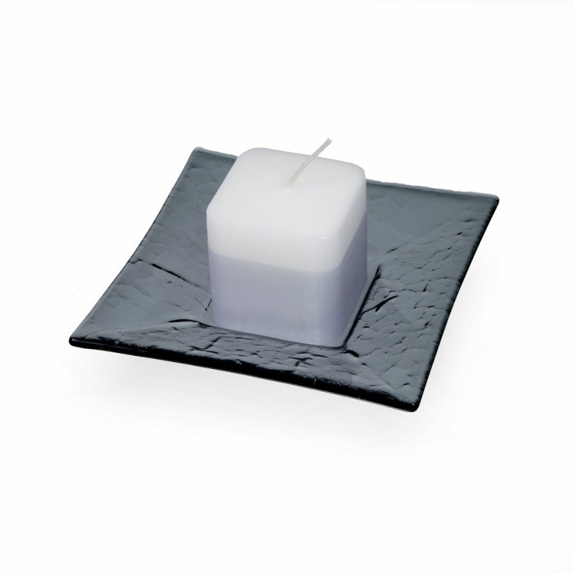 Glass clear smoky candlestick with scented candle