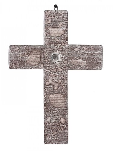 Skleněný kříž na stěnu hnědý – se spirálou