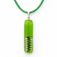 Glass pendant rectangular green DAISY P1403