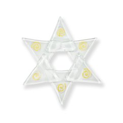 Christmas glass ornament star white 02 - gold spirals