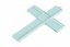 Glass christening cross pale blue - with lines