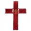 Sklenený kríž na stenu rubínový - so špirálou malý