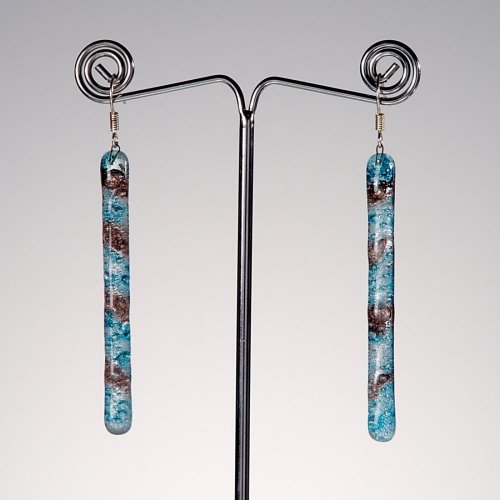 Glass earrings turquoise-brown MEMPHIS N0406