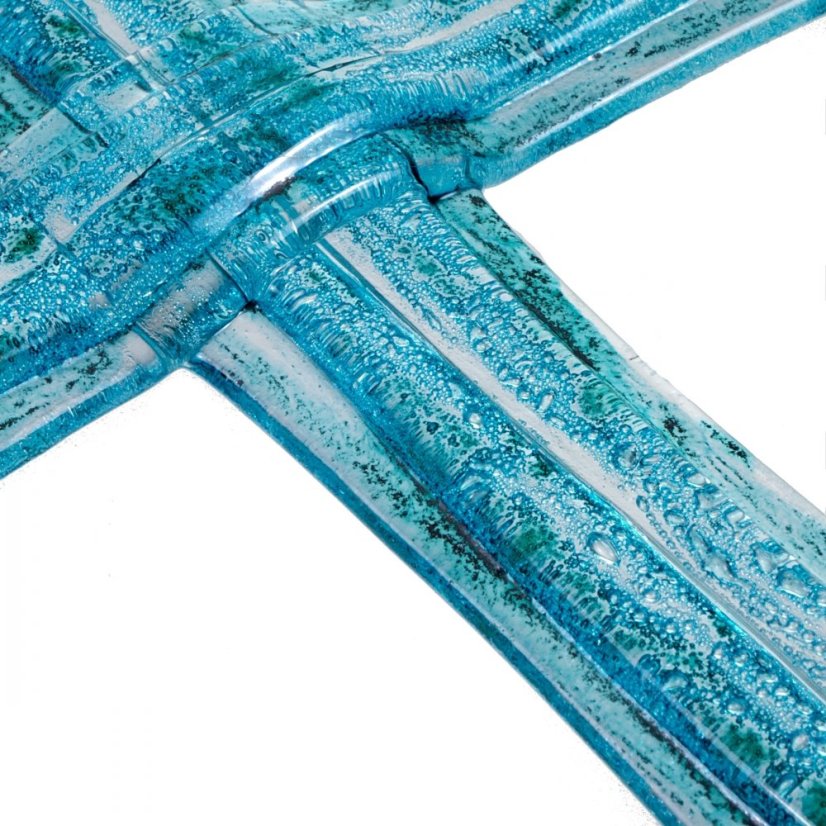 Small turquoise layered glass wall cross