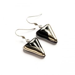 Silver-black glass earrings - triangle N5103