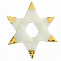 Bożonarodzeniowa szklana ozdobna gwiazda Biała - złote kolce