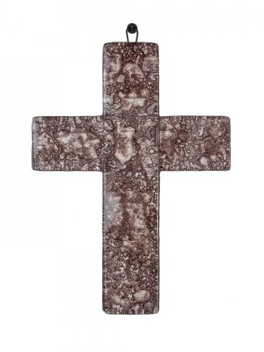 Sklenený kríž na stenu hnedý malý