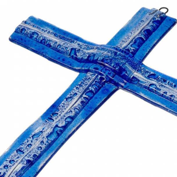 Dekoracyjny krzyż ścienny WAGA – szklana symboliczna ozdoba wnętrza