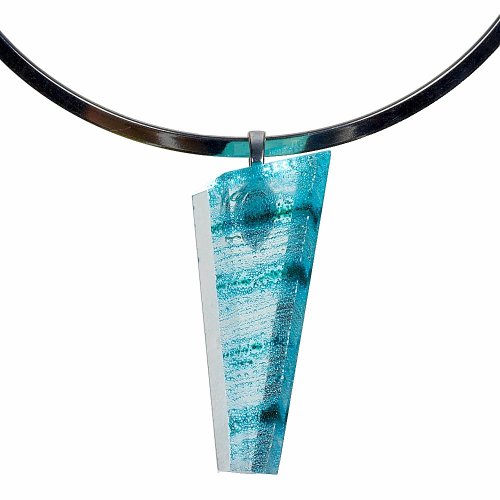 Extravagantný brúsený sklenený šperk tyrkysový BLANKYT PRV0816