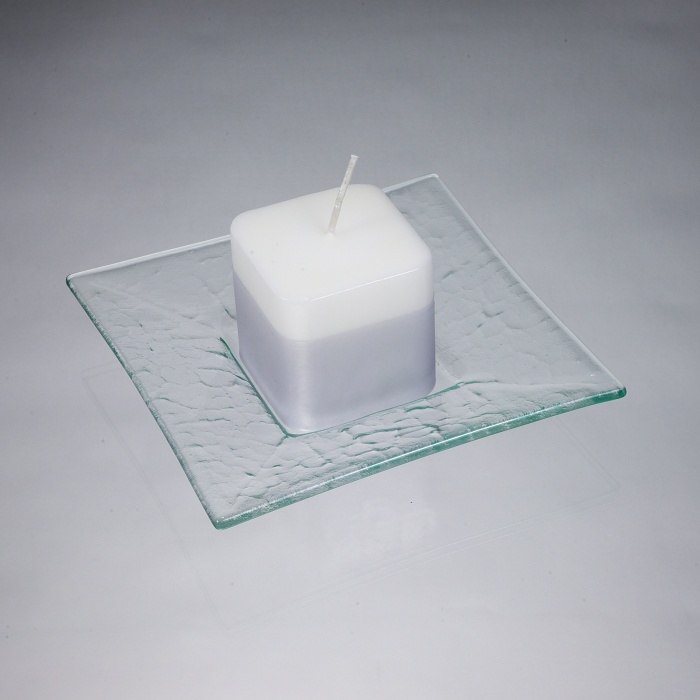 Sklenený svietnik číry s vonnou sviečkou