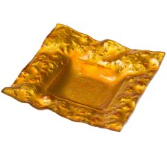 Amber glass candlestick undulated 03