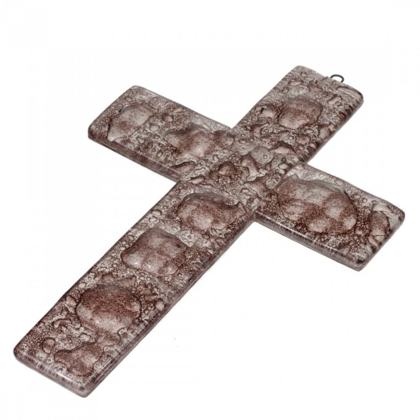Szklany krzyż na ścianę brązowy