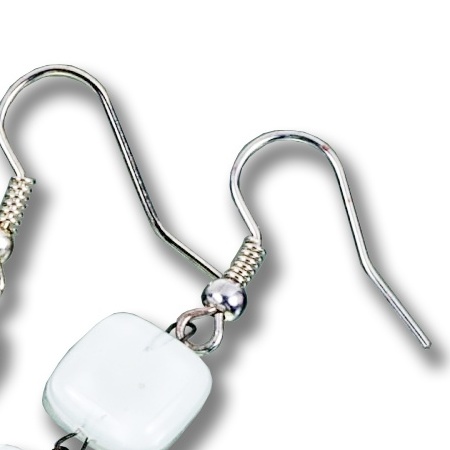 Glass earrings white LINDA N0703