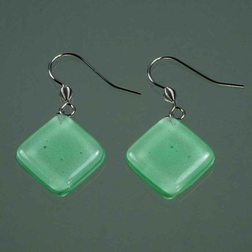 Green glass earrings  ROMA N1409