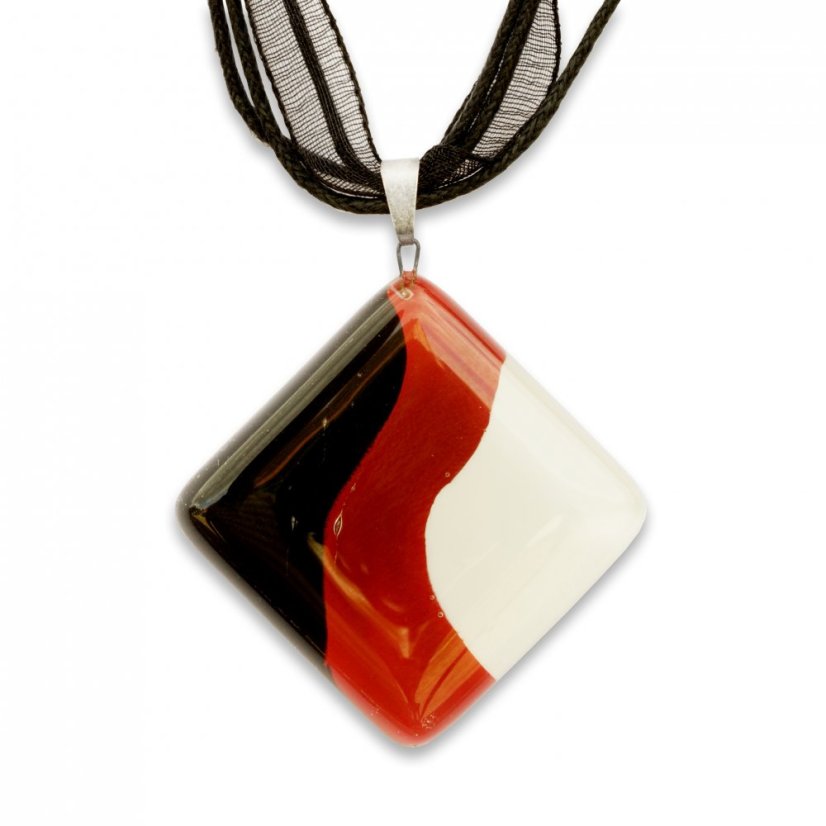 Red rhombus glass pendant SARAH P0904