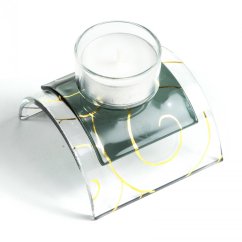 Szklany świecznik szary na świeczki do podgrzewania