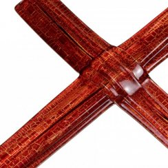 Skleněný kříž na stěnu rubínový vrstvený