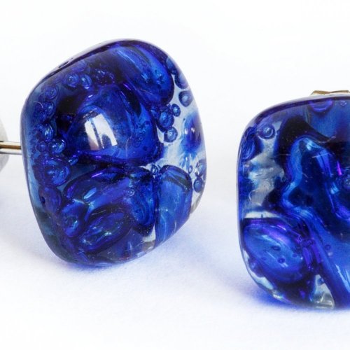 Dark blue glass earrings PUZETY N1841