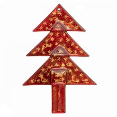 Szklane drzewko ornament w kolorze czerwonym - gwiazdy