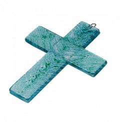 Small turquoise glass wall cross