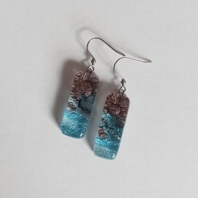 Glass earrings turquoise-brown MEMPHIS N0412