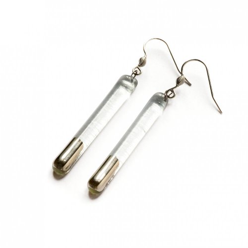 Silver-clear glass earrings - rods N5301